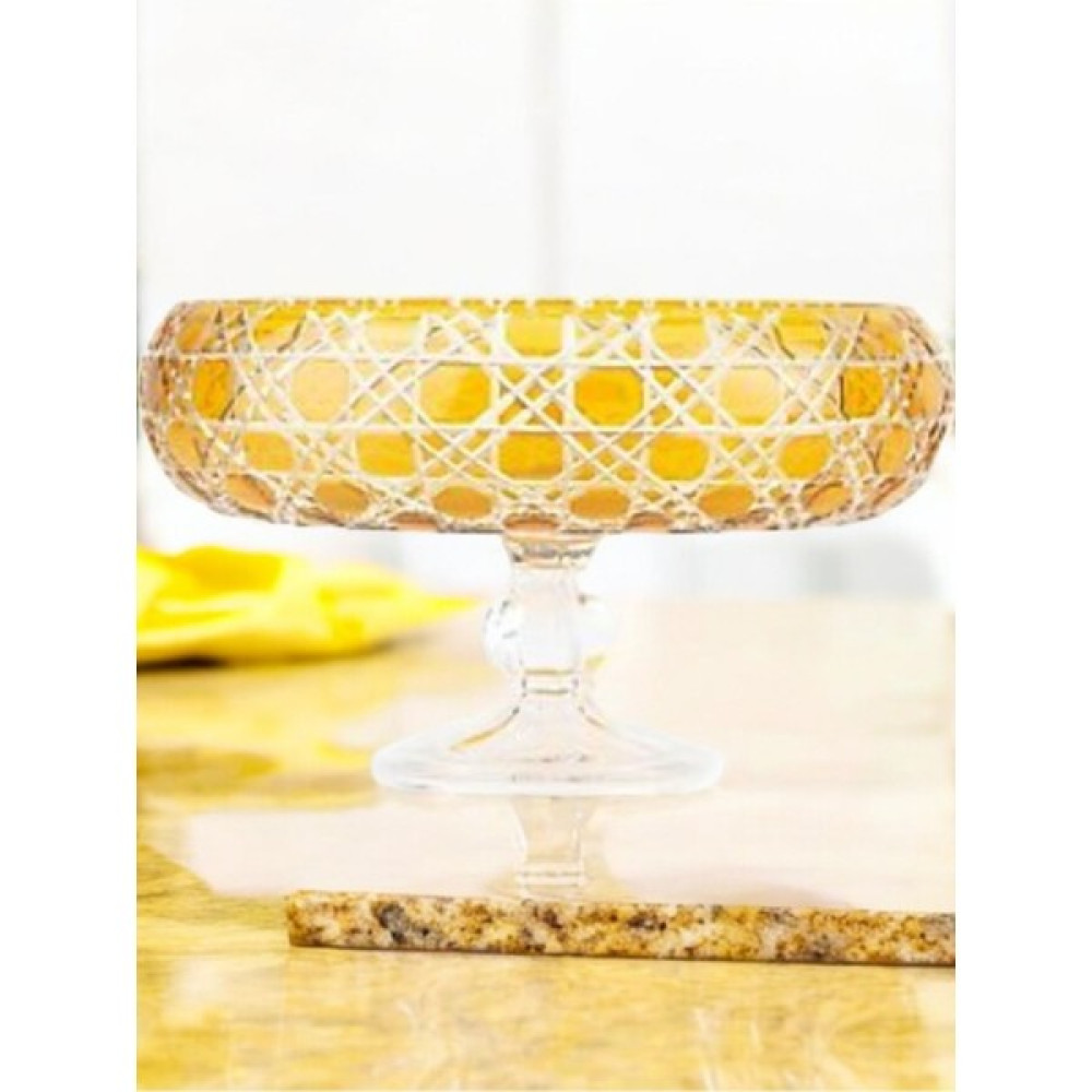 Ayz Home Renkli Kesme Kristal Ayaklı Kase/ Salata Kasesi- Sunum Kasesi-Meyvelik 28*28 Cm - 1 Adet Kase Fiyatı