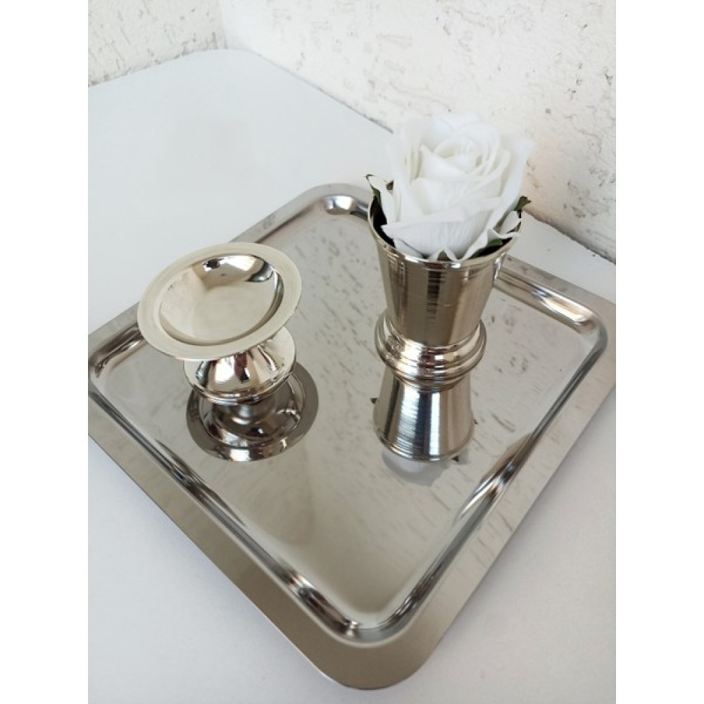 Ayz Home Sunum Tepsisi 21*21/ Lokumluk/gül Kovası/ Beyaz Kadife Gül Set -(Söz, Nişan ,isteme,kahve Sunum) Servis Tepsisi Fiyatı