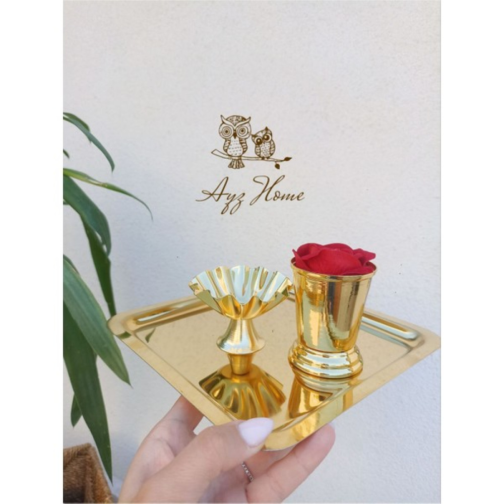 Ayz Home Sunum Tepsisi 21*21/ Lokumluk/gül Kovası/ Kadife Gül Set -(Söz, Nişan ,isteme,kahve Sunum) Servis Tepsisi Fiyatı
