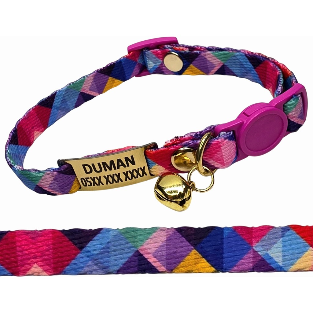 Ayz Markalama Güvenlik Kilitli Sallanmayan Gold Künyeli Kedi Tasması, Isimli Kedi Tasması, Kedi Isimlik, Kedi Etiket, Kedi Kimlik - Fuşya - S Evcil Hayvan Ürünleri Fiyatı