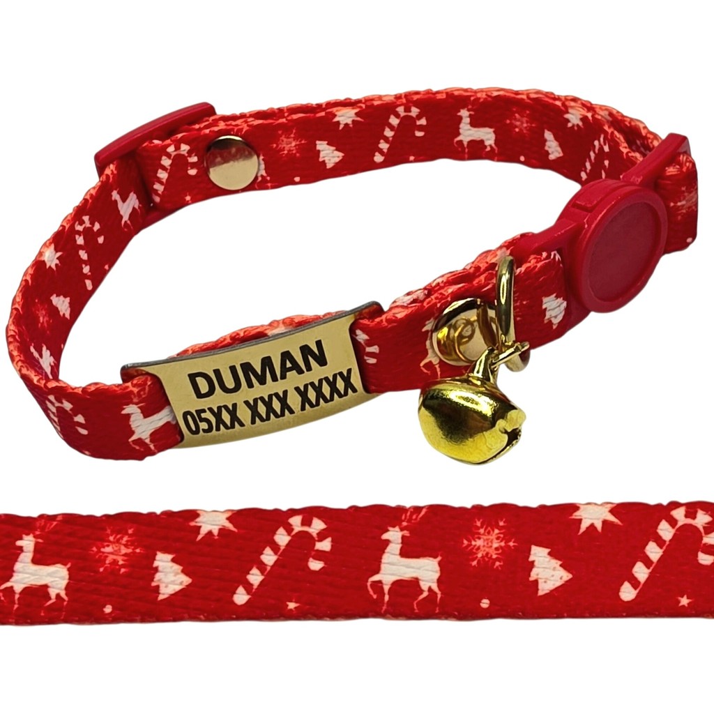 Ayz Markalama Güvenlik Kilitli Sallanmayan Gold Künyeli Kedi Tasması, Isimli Kedi Tasması, Kedi Isimlik, Kedi Etiket, Kedi Kimlik - Kırmızı - Beyaz Evcil Hayvan Ürünleri Fiyatı