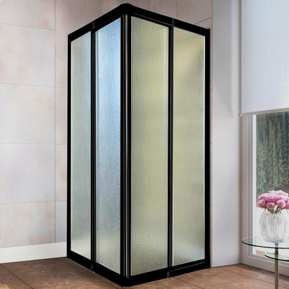 Ayza Duşakabin Ayzaduş Siyah Duşakabin Damla Desen Mika Bella Seri H:180 - 85x85 Duşakabin Fiyatı
