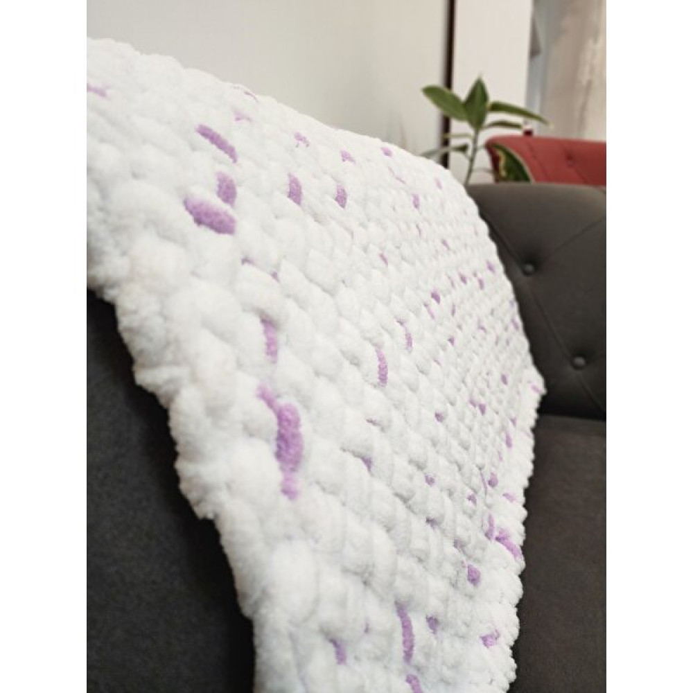 Ayza Puffy Beyaz-Mor Benekli El Örgüsü 85X80 cm Bebek Battaniyesi Bebek Battaniyesi Fiyatı