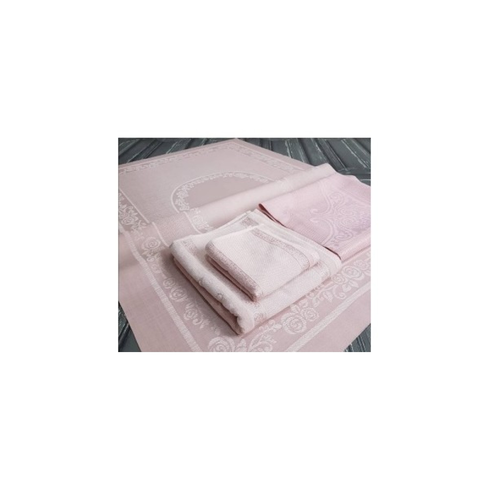 Ayzen Home 4 Lü Etamin Seccade Seti (Seccade Küçük Havlu Büyük Havlu) - Pudra - 80 x 140 cm Seccade Fiyatı