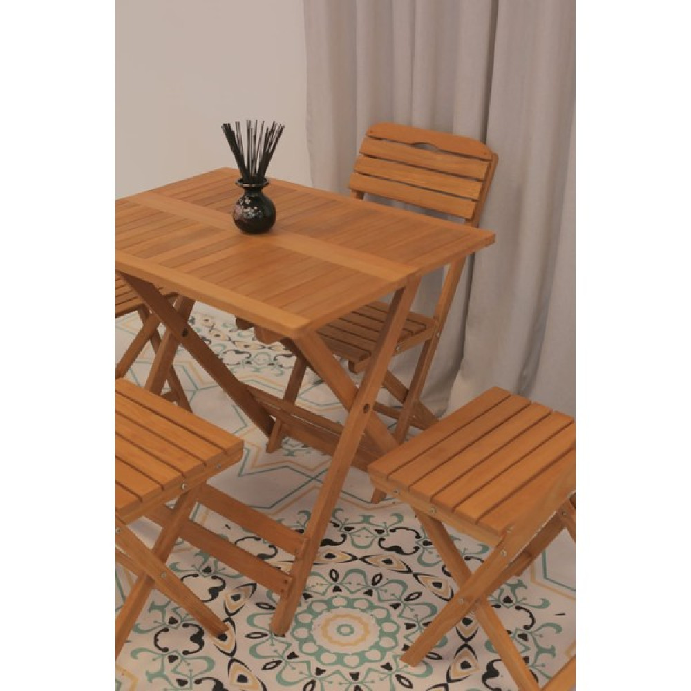 Ayzenbi 60x80cm Ahşap Balkon/ Bahçe 5'li Katlanabilir Set (4 Sandalye 1 Masa) Oto Boyaları Fiyatı