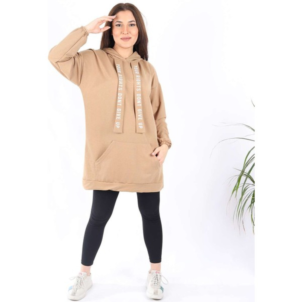 Azbey Kapşonlu Tunik Camel Tunik Fiyatı