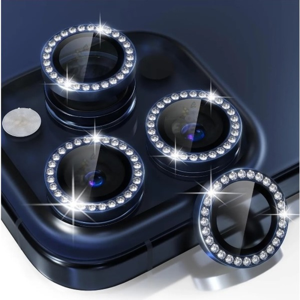 Azentech Iphone 15 Pro ve 15 Pro Max Mavi Titanyum Uyumlu Swarovski Taşlı Kamera Lens Koruyucu Cam - Koyu Mavi Cep Telefonu Ekran Koruyucusu Fiyatı
