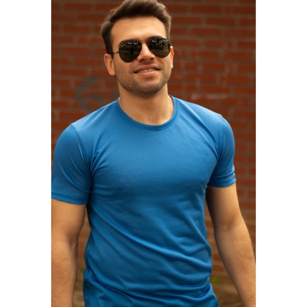 Azıcık Akıllı Erkek Açık Mavi Basic Rahat Ince Petek Kumaş Spor Tshirt 22ETSHPORT Erkek T-shirt Fiyatı