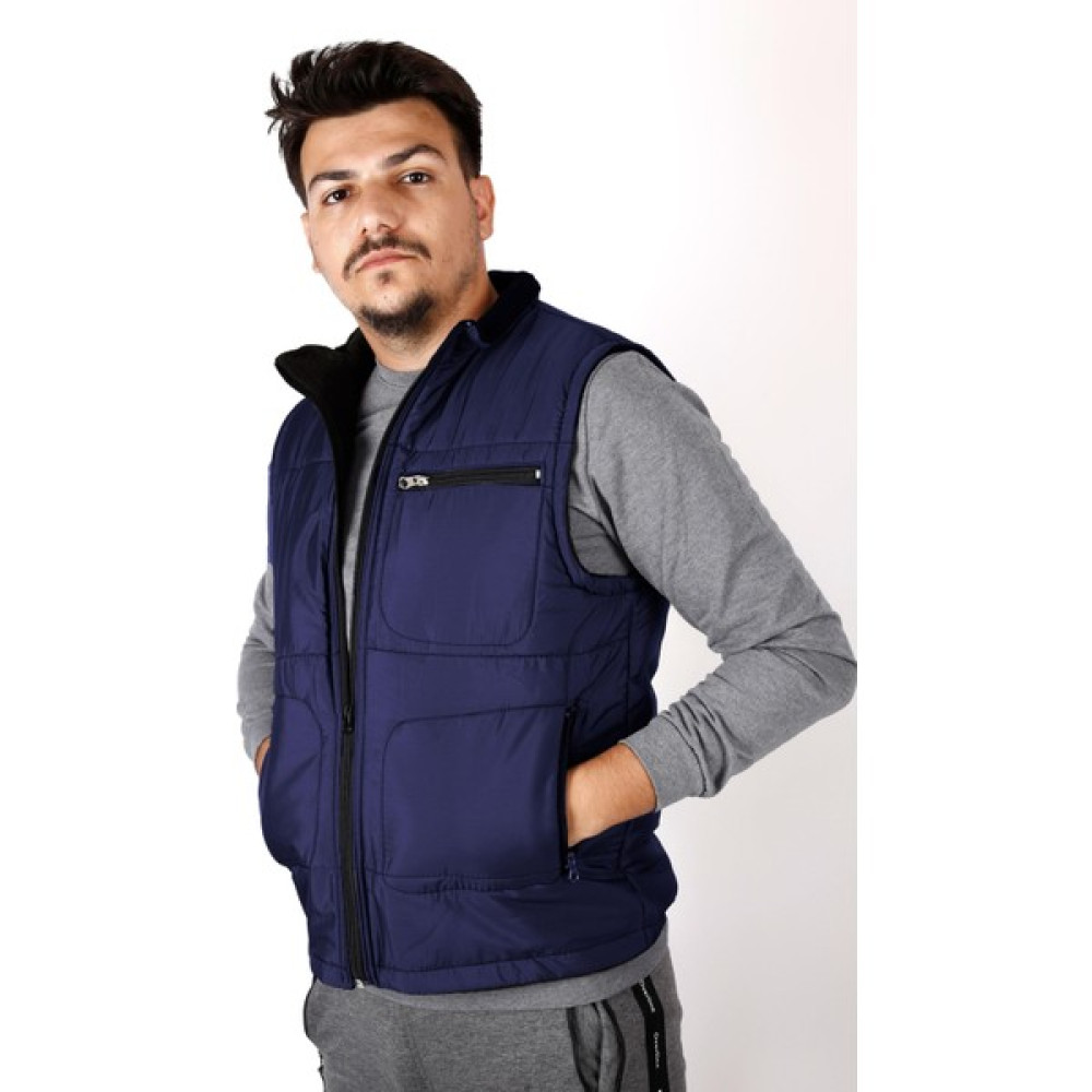 Azıcık Akıllı Erkek Lacivert Içi Polar Cepleri Fermuarlı Avcı Yeleği 22EYLKBABA Erkek Yelek Fiyatı