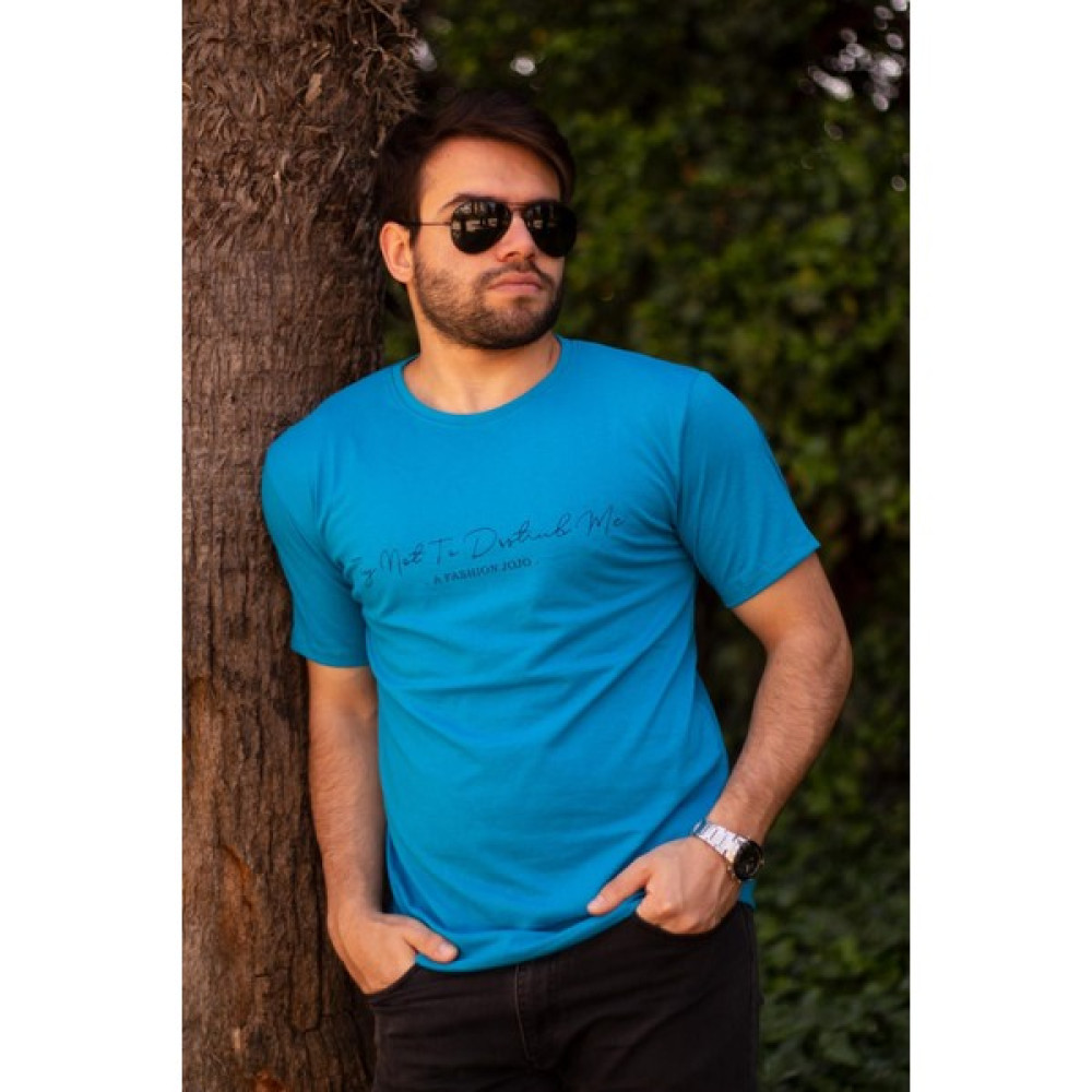 Azıcık Akıllı Erkek Turkuaz El Yazısı Imza Baskı Kısa Kollu Bisiklet Yaka Erkek T-Shirt 22ETSHEYAZ Erkek T-shirt Fiyatı