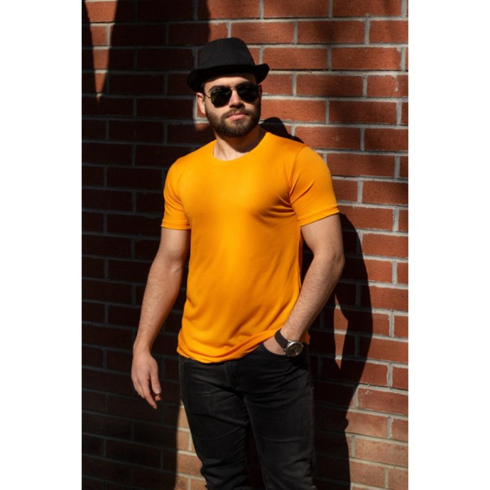Azıcık Akıllı Sarı Hardal Basic Rahat Ince Petek Kumaş Spor Erkek Tshirt 22ETSHPORT Erkek T-shirt Fiyatı