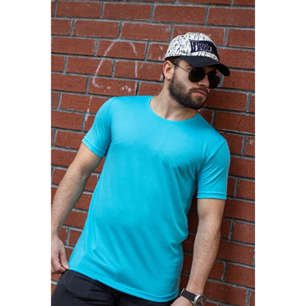 Azıcık Akıllı Turkuaz Basic Rahat Ince Petek Kumaş Spor Erkek Tshirt 22ETSHPORT Erkek T-shirt Fiyatı