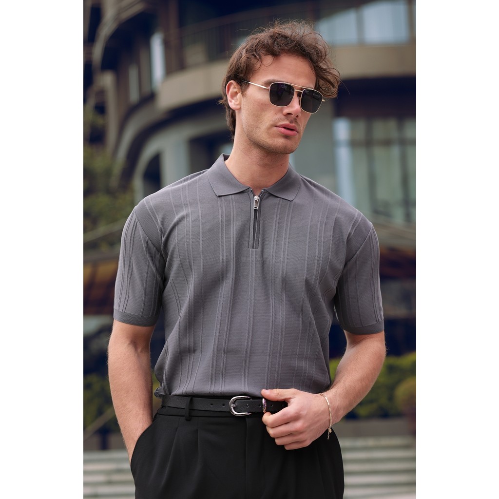 Aziso Erkek Polo Yaka Yarım Fermuarlı T-Shirt Giyim & İç Giyim Fiyatı