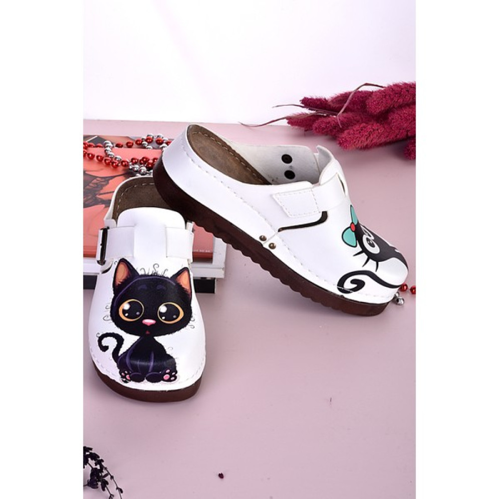 Aziz Şahin Shoes Masum Kedi Desenli Anatomik Terlik Kadın Terlikleri ve Sandaletleri Fiyatı