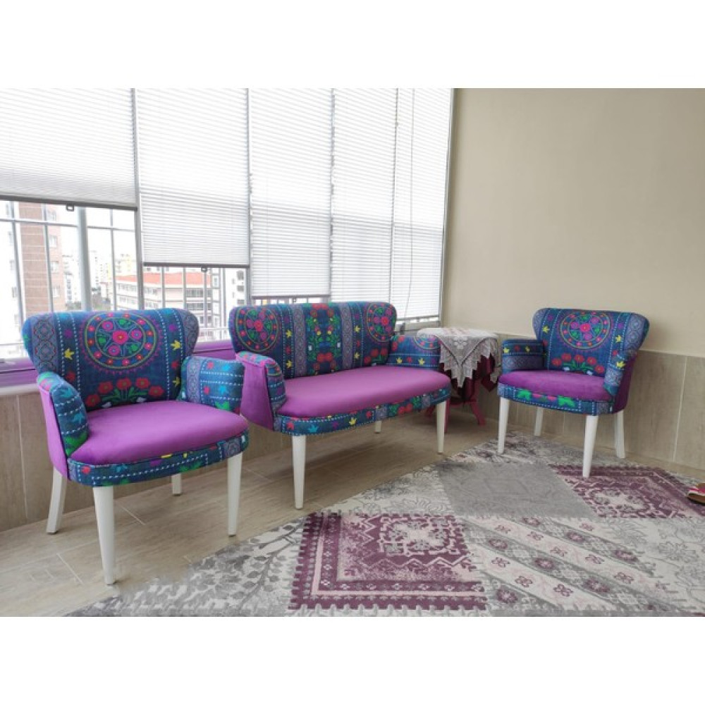 Azra Aksesuar Çay Seti Koltuk Takımı Oturma Grubu Balkon Cafe Ofis 2+1+1 - Fuşya - Mor Koltuk Takımı / Seti Fiyatı