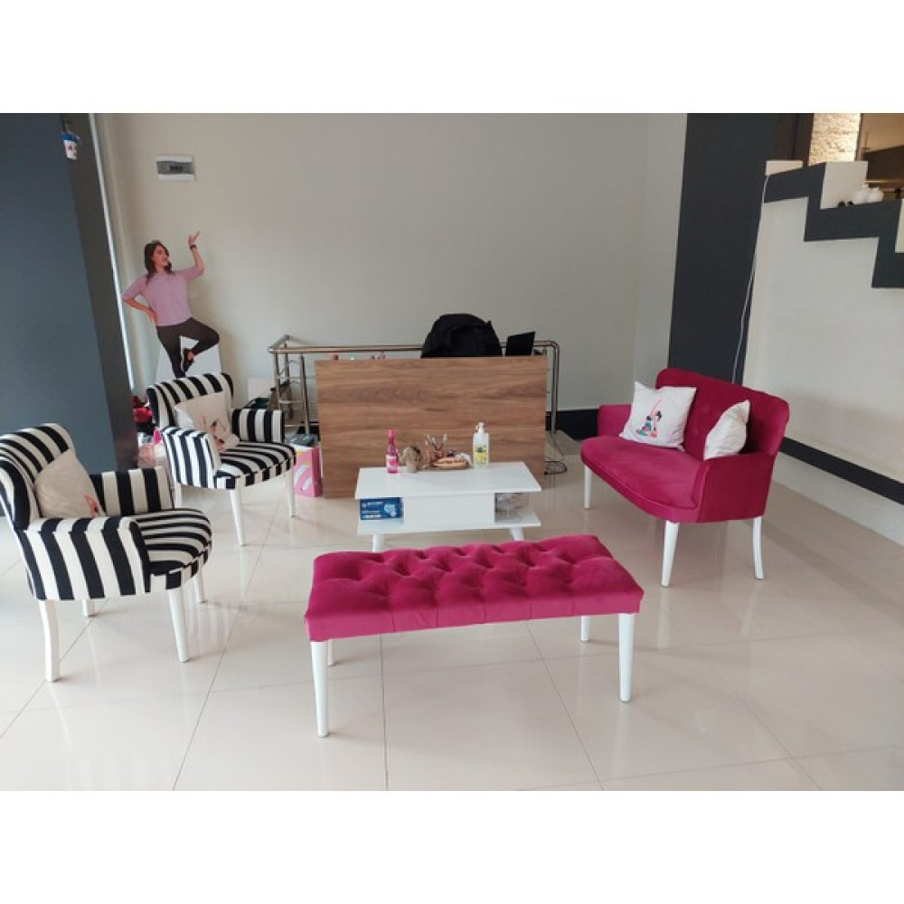 Azra Aksesuar Çay Seti Koltuk Takımı Oturma Grubu Balkon Cafe Ofis 2+1+1+Bench - Renkli Koltuk Takımı / Seti Fiyatı
