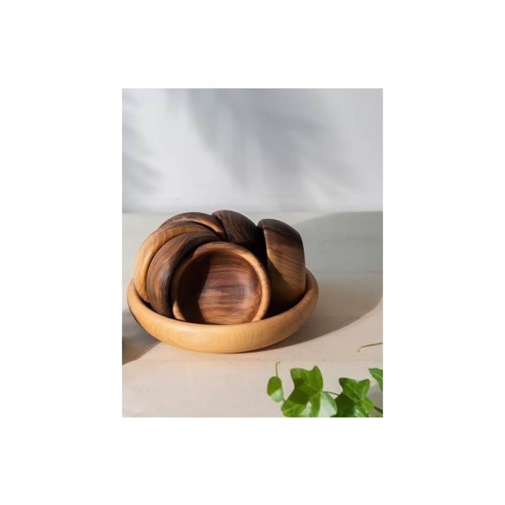 Azra Home 7 Parça Ahşap Çerezlik Kaseler Natural Dekoratif Sofra Sunum Kase Seti Kase Fiyatı