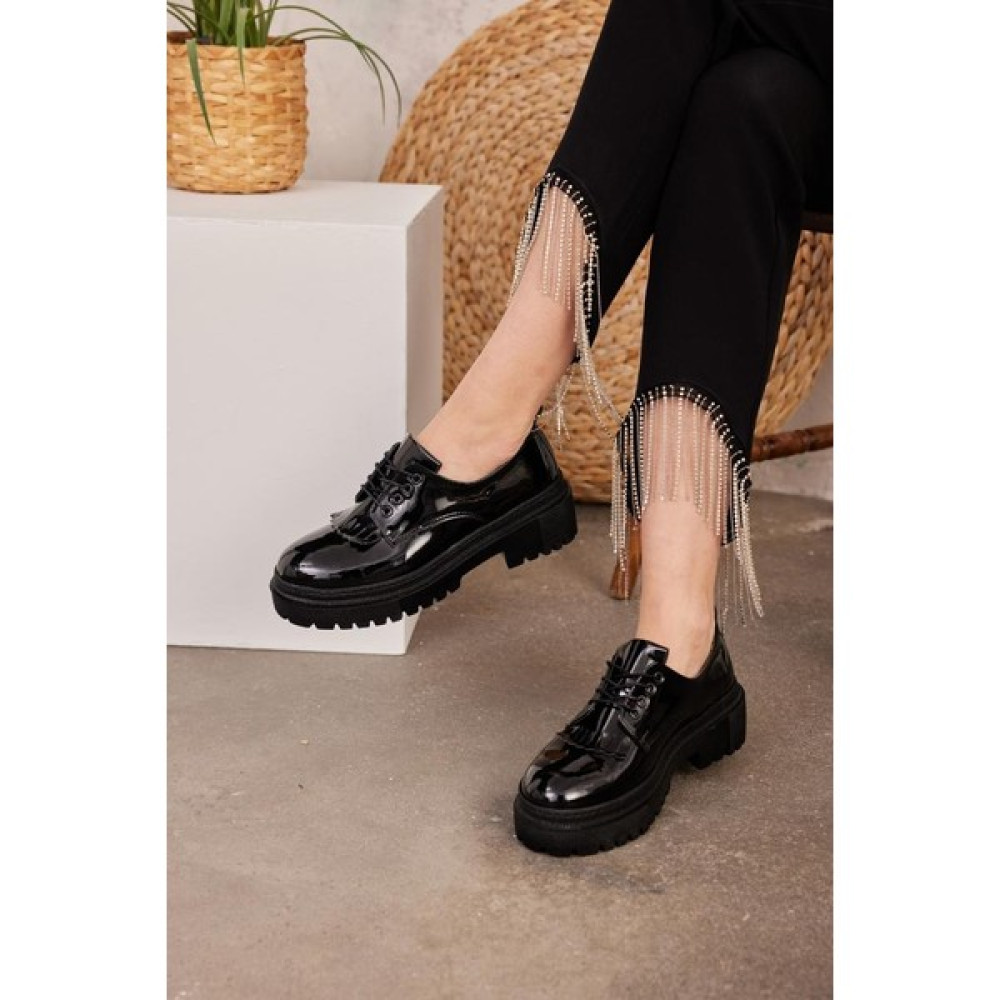 Azteka Shoes Lofty Bağcıklı ve Püsküllü Kalın Tabanlı Babet Babetler Fiyatı