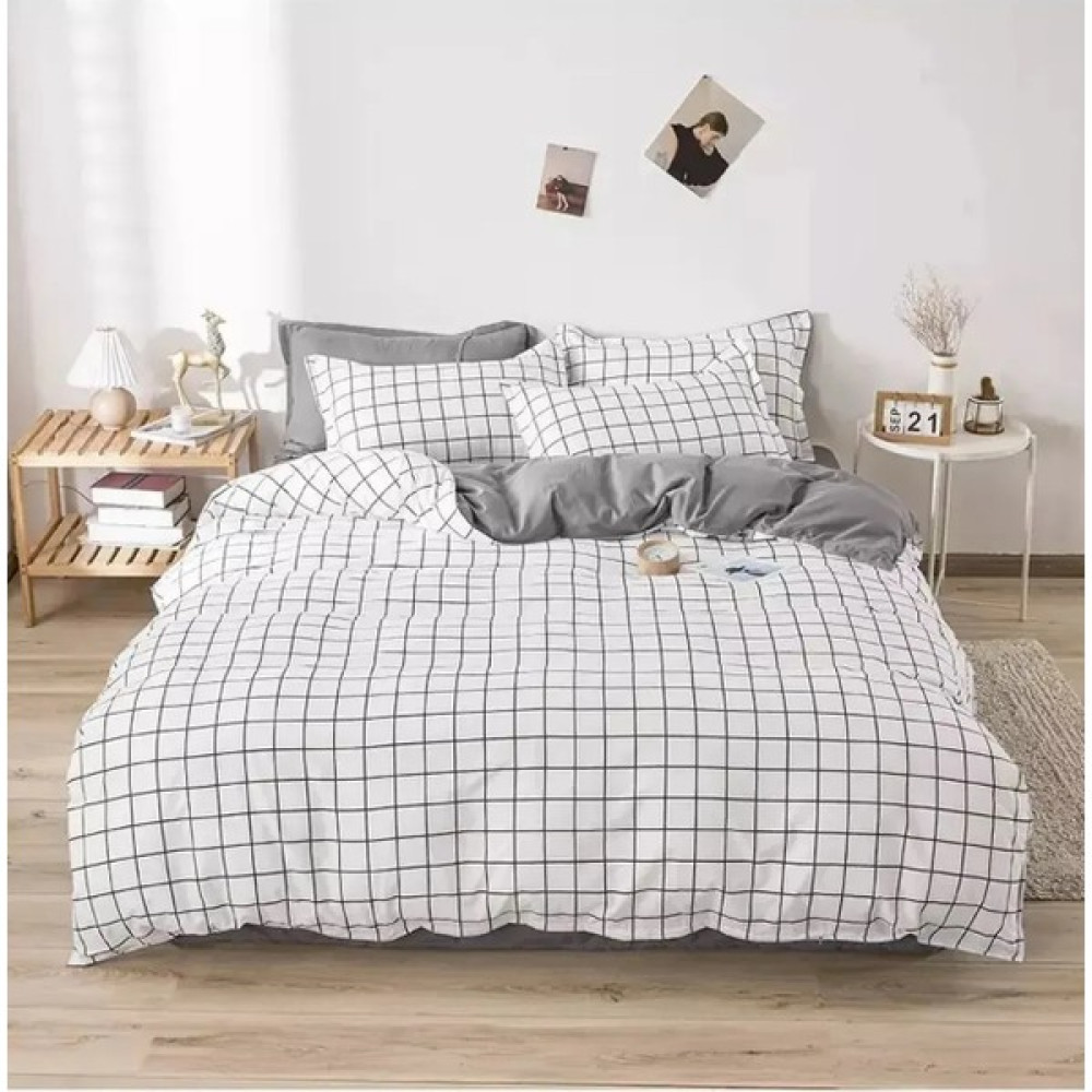 Aztex Çift Kişilik Nevresim Takımı Beyaz Kareli - Beyaz - Siyah - 220 x 200 cm Nevresim Takımı Fiyatı