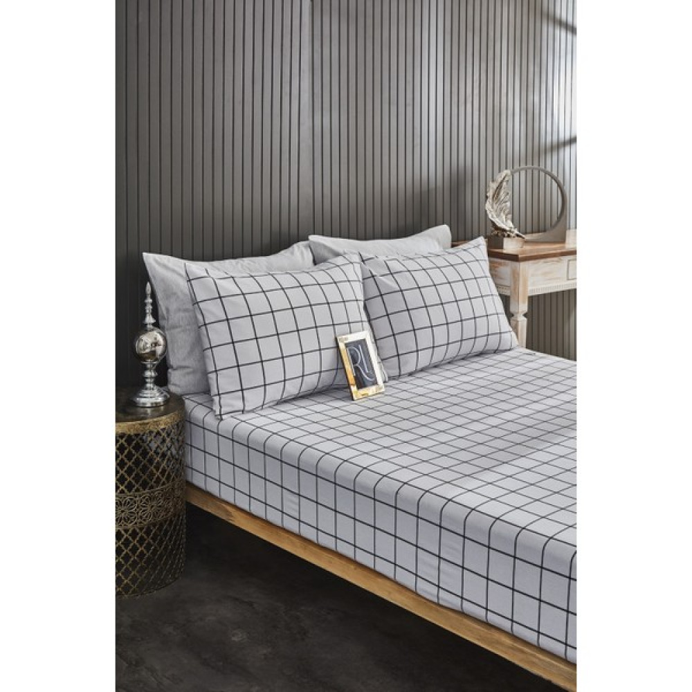 Aztex Lastikli Çarşaf Yastık Kılıfı Tek/çift/battal Çizgili - 100x200 - Beyaz - Siyah Çarşaf Fiyatı