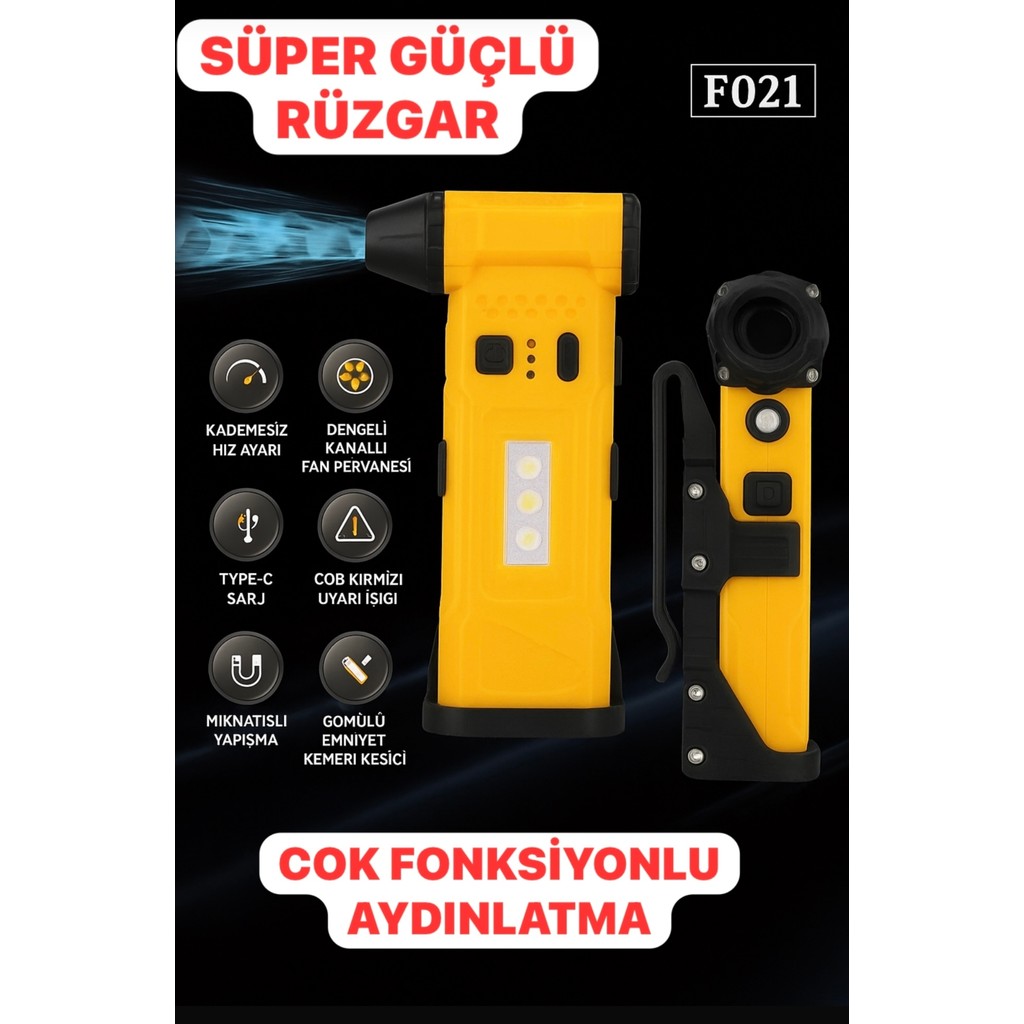 Azurtech 130000 Rpm Taşınabilir El Hava Duster Elektrikli Küçük Blower Mini Jet Turbo Fan Süper Jet Blower ile Araba Temizleme Için Işık - Sarı Diğer Fiyatı