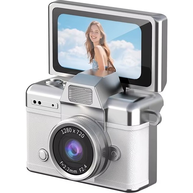 Azurtech Mini Dijital Kamera 720P Hd Flip Ekran Retro Ccd Çocuk Kamerası Taşınabilir Kamera - Beyaz Diğer Fiyatı