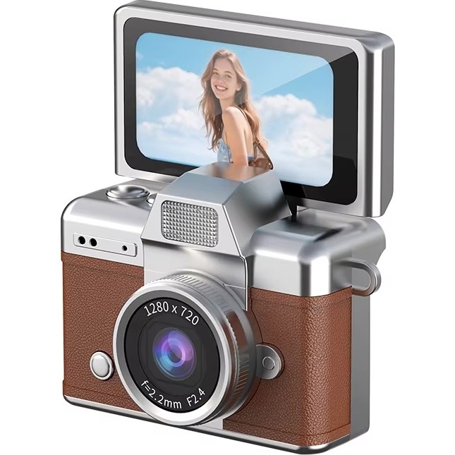 Azurtech Mini Dijital Kamera 720P Hd Flip Ekran Retro Ccd Çocuk Kamerası Taşınabilir Kamera - Kahverengi Diğer Fiyatı