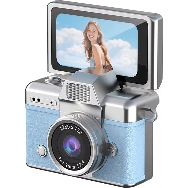 Azurtech Mini Dijital Kamera 720P Hd Flip Ekran Retro Ccd Çocuk Kamerası Taşınabilir Kamera - Mavi Diğer Fiyatı