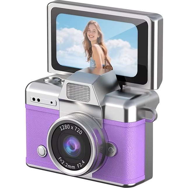 Azurtech Mini Dijital Kamera 720P Hd Flip Ekran Retro Ccd Çocuk Kamerası Taşınabilir Kamera - Mor Diğer Fiyatı
