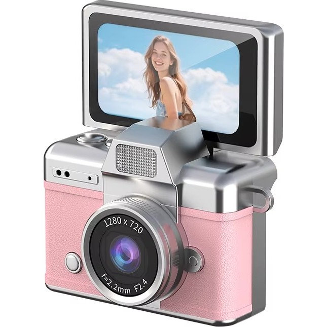 Azurtech Mini Dijital Kamera 720P Hd Flip Ekran Retro Ccd Çocuk Kamerası Taşınabilir Kamera - Pembe Diğer Fiyatı