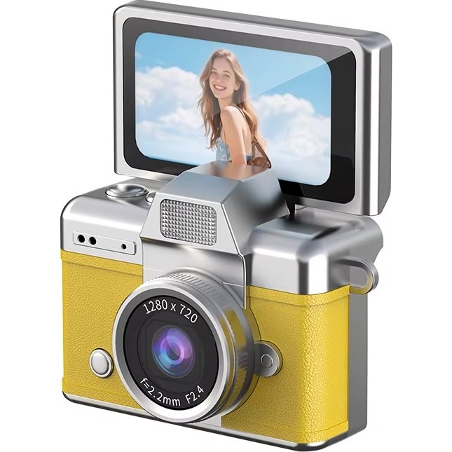 Azurtech Mini Dijital Kamera 720P Hd Flip Ekran Retro Ccd Çocuk Kamerası Taşınabilir Kamera - Sarı Diğer Fiyatı