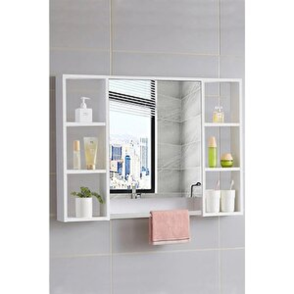 Azzuri Furnıture Azzuri̇ Furniture Aynalı Havlu Askılıklı 8 Bölmeli 1 Kapak Asma Banyo Dolabı 70x70cm Azr-0121 Banyo Dolabı / Mobilyası Fiyatı