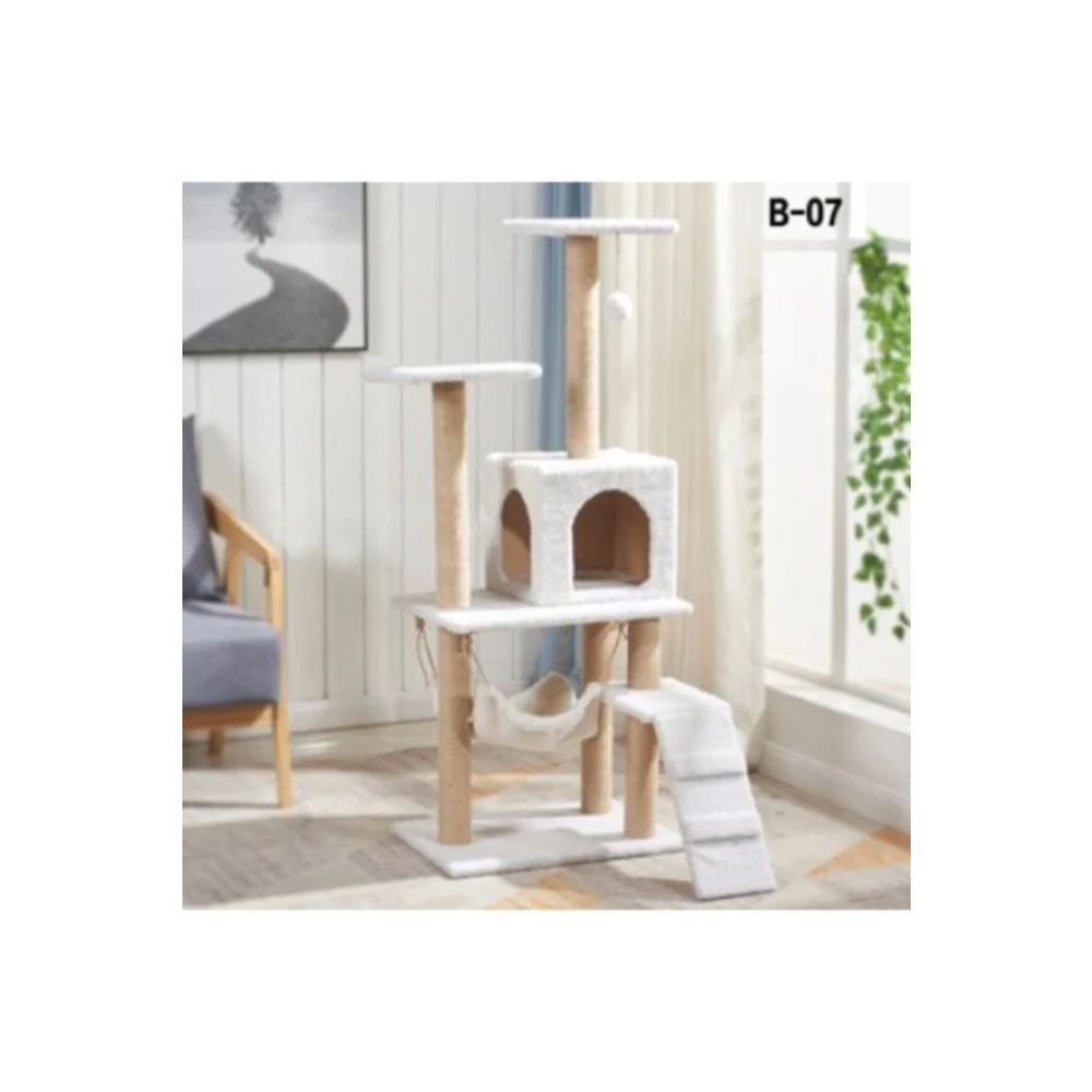 B-07 Hamakli Yuvali Lux Kedi Tirmalama Evi Beyaz Evcil Hayvan Ürünleri Fiyatı