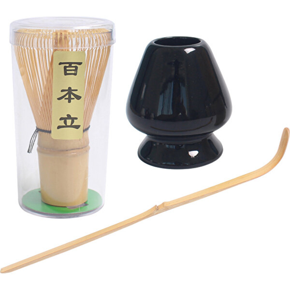 B Baosity Matcha Çay Teli Set Bambu Çırpma Teli + Bambu Kaşık + Seramik Çırpma Tutucu Siyah (Yurt Dışından) Çay / Çaydanlık Setleri Fiyatı