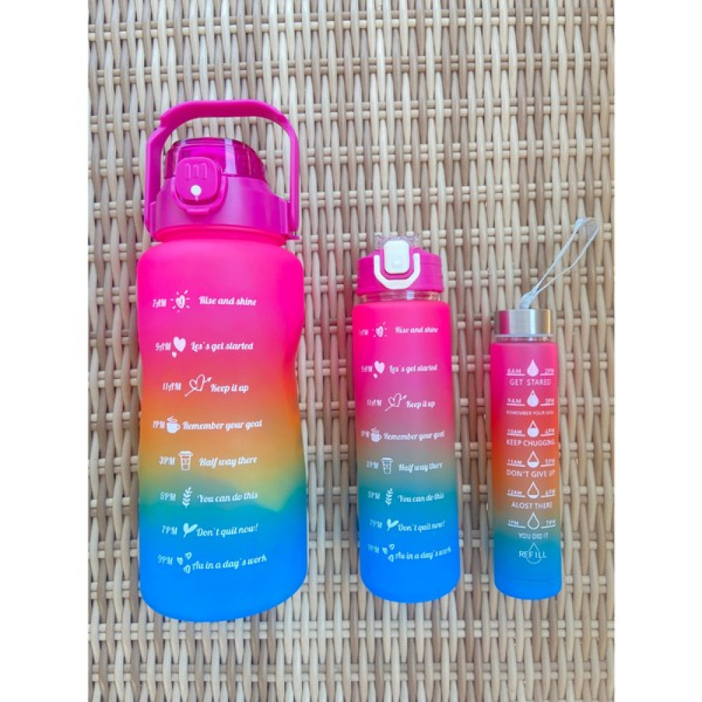 Ba Home 3lü Motivasyon Su Matarası Suluk 2LT-900ML-300ML - Pembe Suluk Fiyatı