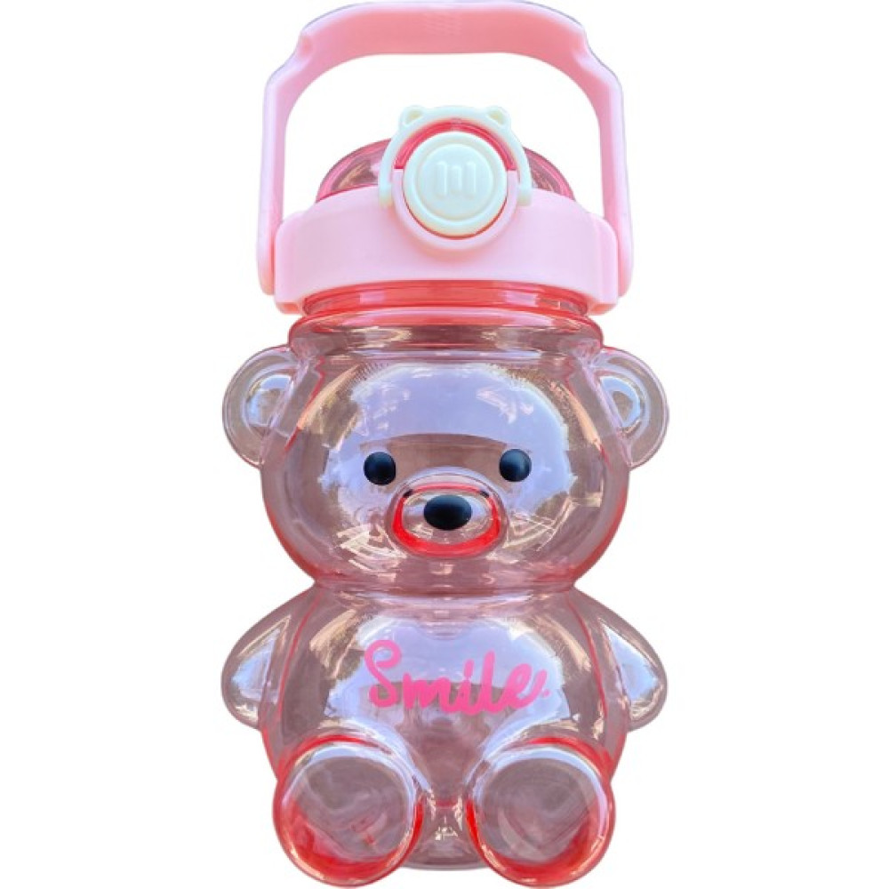 Ba Home Smile Ayıcıklı Şeffaf Renkli 800 ml Matara Su Şişesi - Şeffaf Pembe Suluk Fiyatı