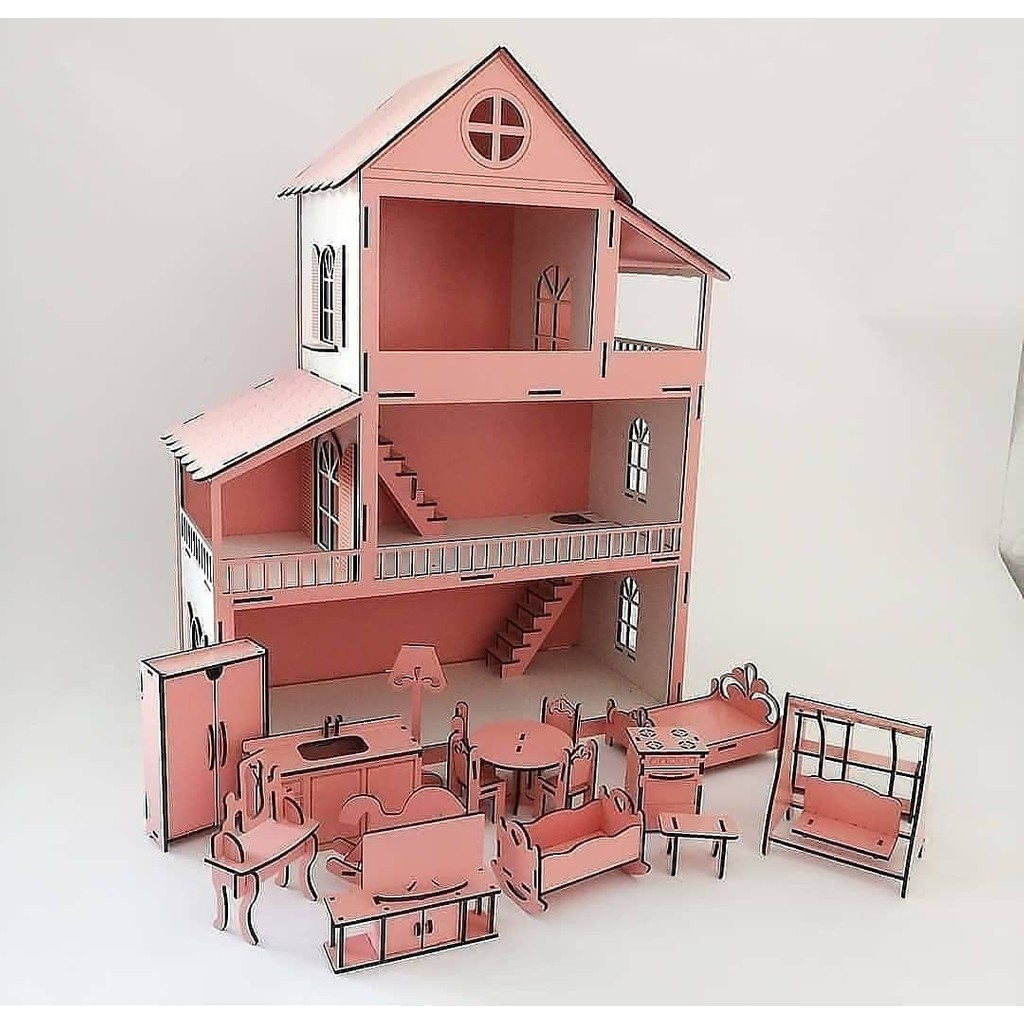 BAAÇ 60 cm Ahşap Oyun Evi – İsimli, Işıklı, Mobilyalı, Hediyeli, Desensiz, 3 Yaş ve Üzeri Çocuklar İçin Diğer Fiyatı