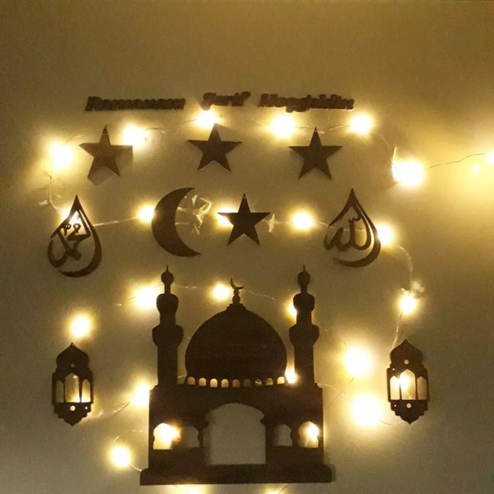 BAAÇ Ahşap Işıklı Ramazan Seti - Renkli Ev & Dekorasyon Aksesuarları Fiyatı