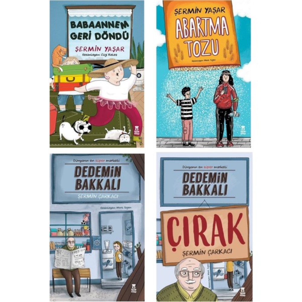 Babaannem Geri Döndü - Abartma Tozu - Dedemin Bakkalı - Dedemin Bakkalı - Çırak Şermin Yaşar 4 Kitap Set Çocuk Roman Fiyatı