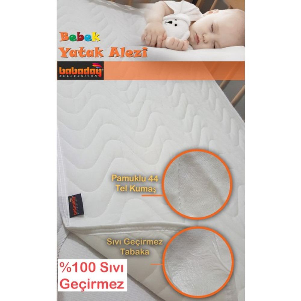Babadağ Koleksiyon %100 Sıvı Geçirmez Yatak Alezi Bebek Yatağı(Beşiği) Için Köşe Lastikli - 60 x 120 cm - Beyaz Alez / Yatak Koruyucu Fiyatı