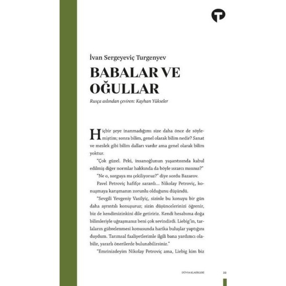 Babalar ve Oğullar - Ivan Sergeyeviç Turgenyev Edebiyat Fiyatı