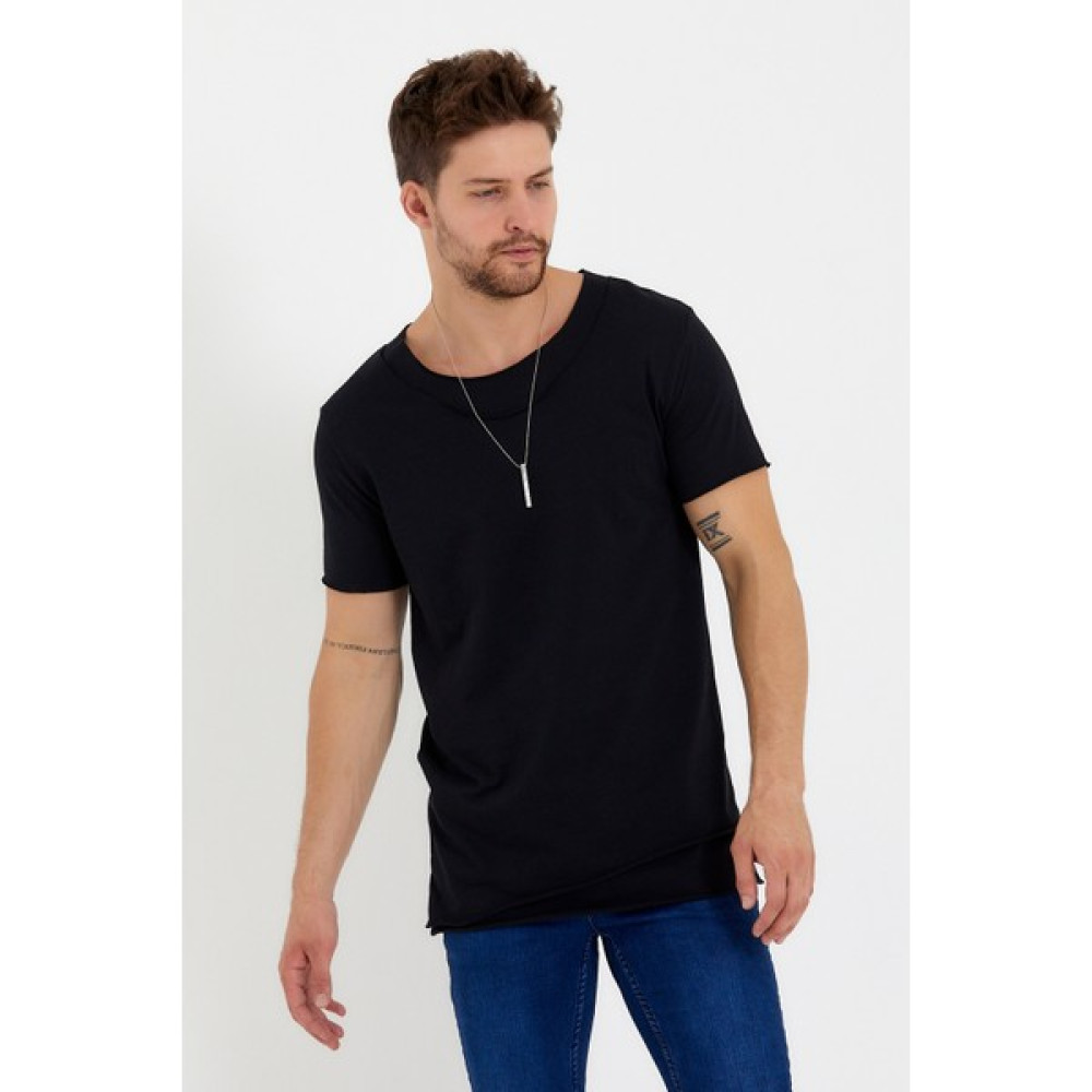 BABBOSS Asimetrik Kesim Çift Yaka Çift Etek T-Shirt Erkek T-shirt Fiyatı