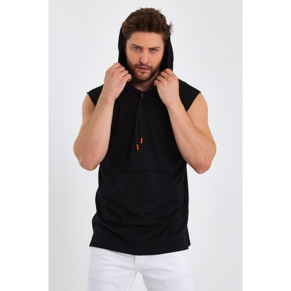 BABBOSS Kapşonlu Kanguru Cep Sıfır Kol T-Shirt Erkek T-shirt Fiyatı