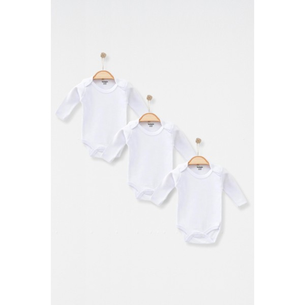 Babejix % 100 Pamuklu Bisiklet Yakalı Unisex Uzun Kollu Çıtçıtlı 3’lü Basic Bebek Badi Bebek Body Fiyatı