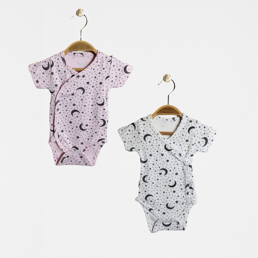 Babejix Baskılı Pamuklu Pembe – Ekru Kısa Kollu Kruvaze Çıtçıtlı Kız Bebek 2’li Body 0-3 Ay / 3-6 Ay Giyim & İç Giyim Fiyatı