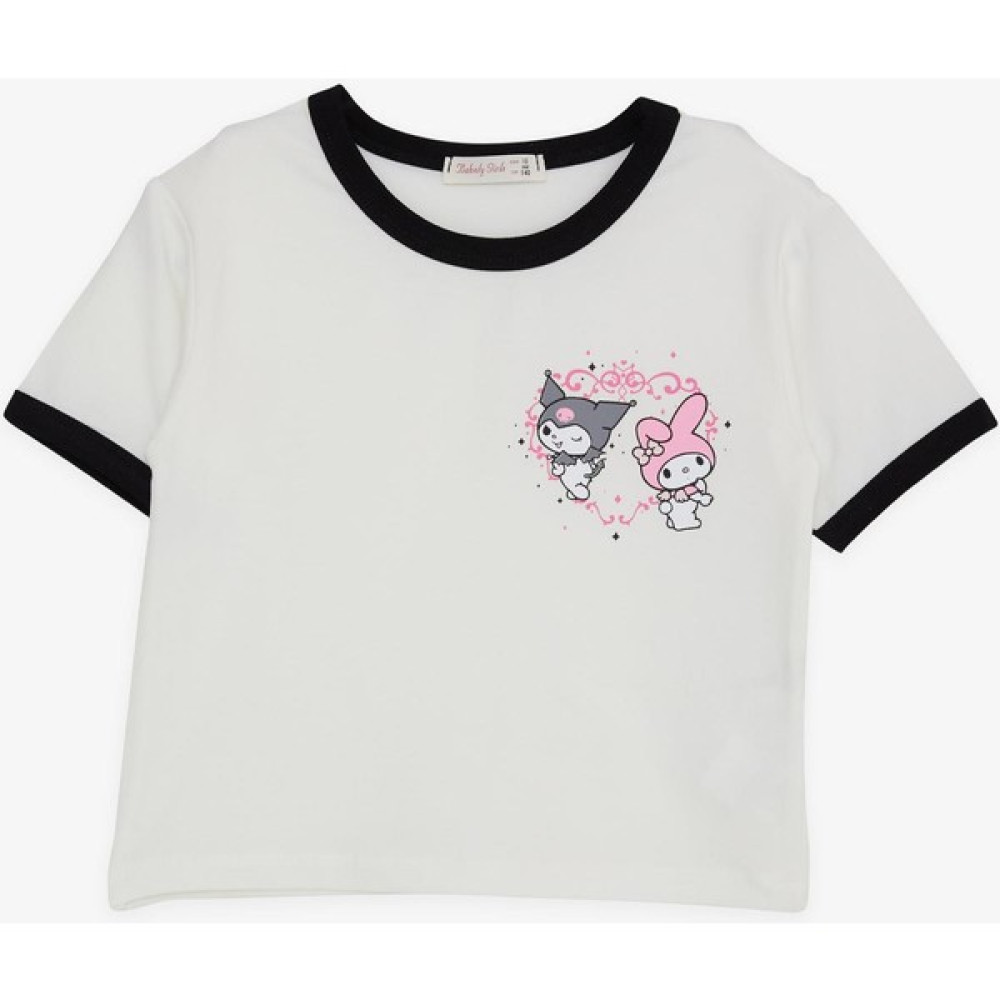 Babely Breeze Kız Çocuk Tişört Crop Çizgi Film Karekter Kuromi & My Melody Baskılı 9-16 Yaş, Ekru Kız Çocuk T-shirt Fiyatı