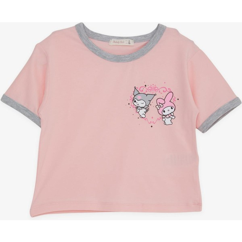 Babely Breeze Kız Çocuk Tişört Crop Çizgi Film Karekter Kuromi & My Melody Baskılı 9-16 Yaş, Pembe Kız Çocuk T-shirt Fiyatı