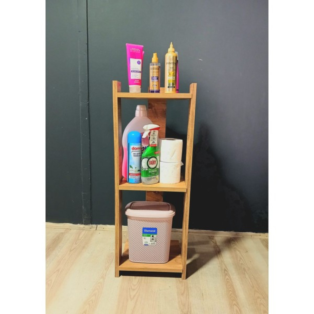 Babermo Home Banyo Köşesi 3 Raflı - Ceviz Banyo Dolabı / Mobilyası Fiyatı