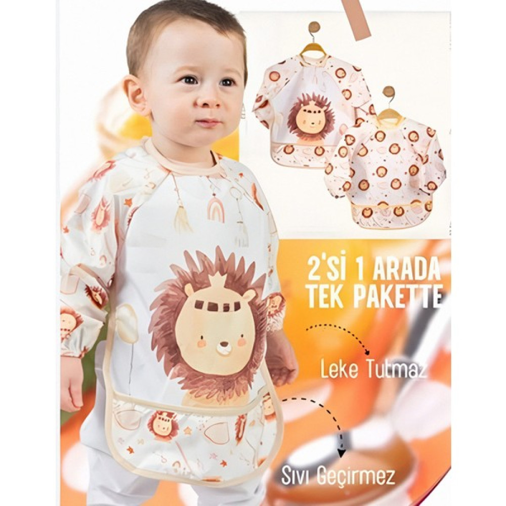 Babexi Su Geçirmez Bebek Mama Önlüğü 2'li Set - Sarı - 1 - 3 Yaş Mama Önlüğü Fiyatı
