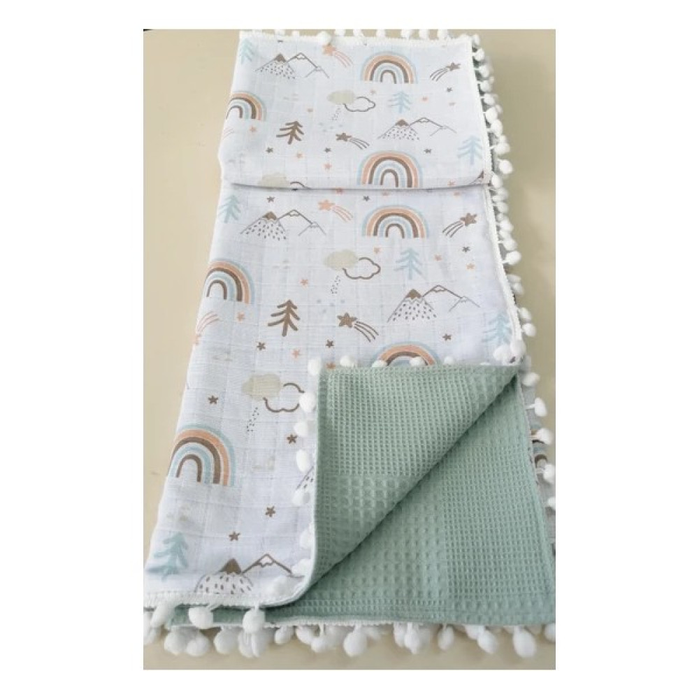 Babies Dream Müslin Pike 110X100 Ölçülerinde Bir Tarafı Müslin Bir Tarafı Pike 100% Pamuk - 100 x 110 cm Bebek Battaniyesi Fiyatı